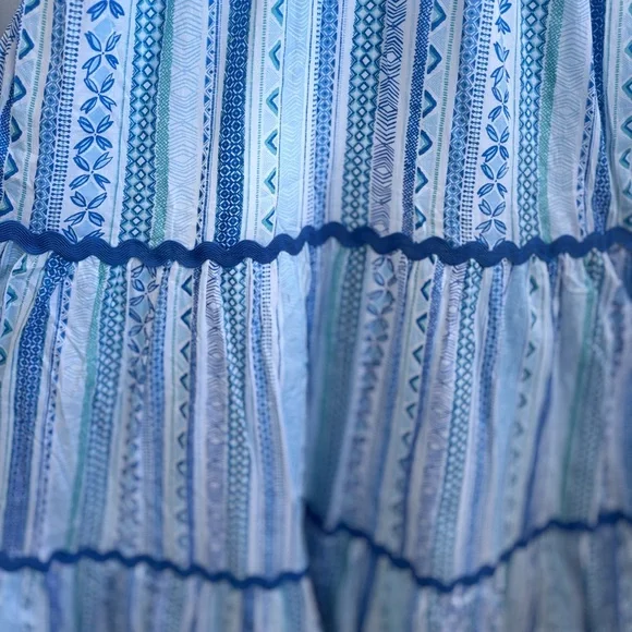 Tori Richard Borderline Zuri Blue Patterned
Cotton Maxi Dress NWT - Picture 8 of 13